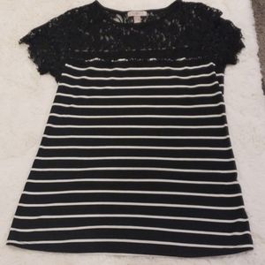 Striped top with lace